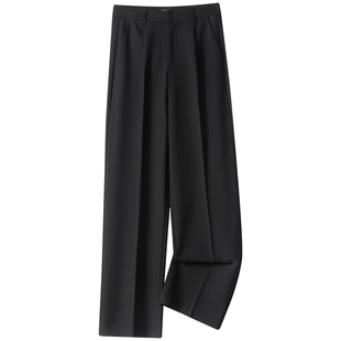 回笑职业正装西装裤女通勤面试公考直筒裤高腰显瘦阔腿裤夏季裤子