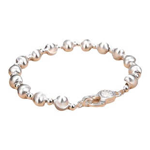 S925纯银重工猫眼拉丝圆珠手链女简约百搭珠子手串高级感生日礼物