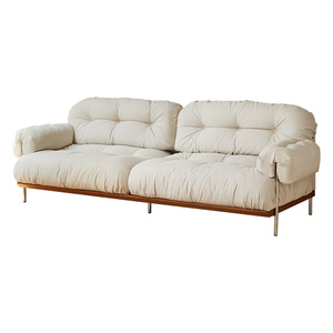 可拆洗北欧复古云朵大象耳朵沙发客厅新款法式三人位直排布艺沙发