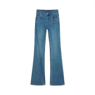 李李服饰丰胯浅色辣妹V腰微喇牛仔裤女2025冬季低腰显腿长提臀裤