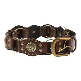 YoRoooi 小众个性西部牛仔风复古棕色铆钉腰带百搭牛仔裤带皮带女