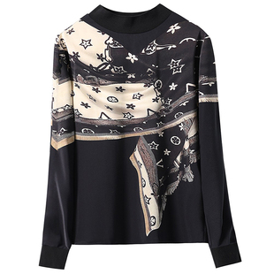 现货 梵星幻梦~时尚气质百搭长袖显瘦宽松T恤减龄印花上衣打底衫