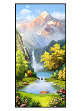 玄关画入户正对门日照金山装饰画