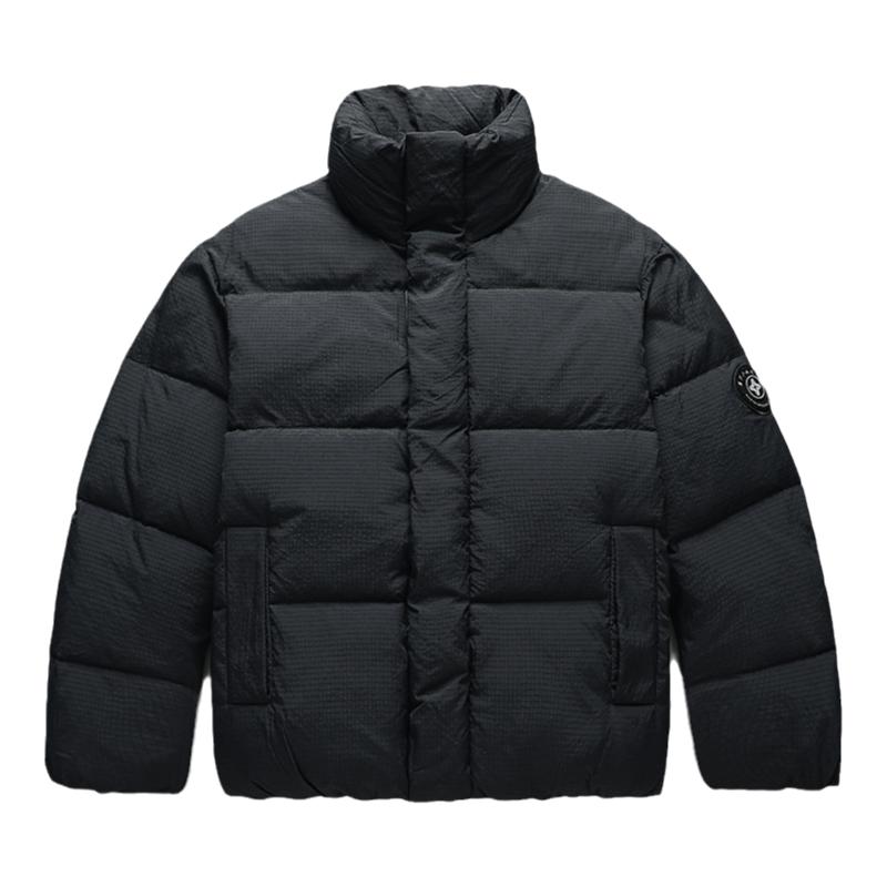 立领防寒面包服外套黑色羽绒服男款高端徽章冬季加厚短款宽松帅气
