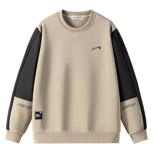 贵人鸟秋冬加绒圆领长袖宽松男女保暖运动舒适休闲卫衣GRN8732S