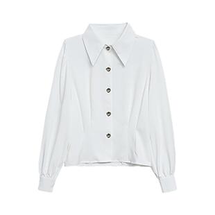 春秋简约雪纺免烫白色衬衫女长袖短款宽松上衣遮肚设计感小众衬衣