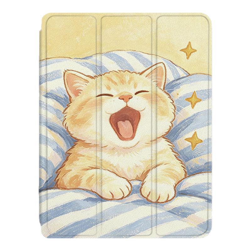 适用卡通小猫小米7s趣味可爱8pro/Ultra平板5红米Redmi创意Pad/SE/4Plus/6Max/11/6s带笔槽12.4寸Pro保护套壳