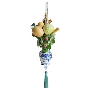 端午节艾草花束门挂装饰diy手工青花瓷材料包门把手车挂香囊挂件