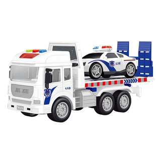 儿童玩具警车模型卡车平板拖车运输车救援货车男孩汽车套装清障车