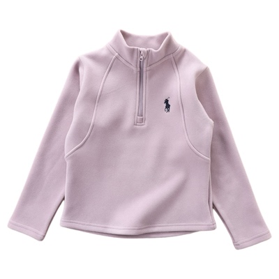 蚕丝羊毛一体绒女童半拉链打底衫