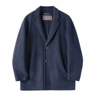 JSSD HOMME 羊毛双面呢中长款大衣男士商务西装领羊毛呢大衣外套