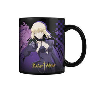 fate官方谷子联名变色杯 动漫周边黑Saber Alter陶瓷马克水杯子