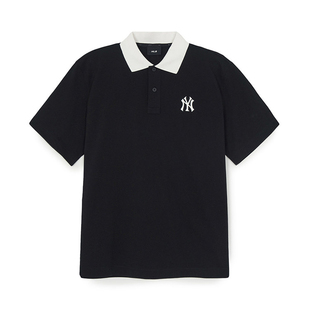 26新款MLB情侣短袖男女NY学院风撞色POLO衫翻领运动T恤3APQV0263