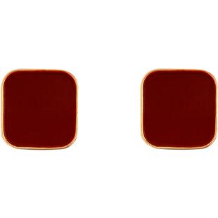 法式复古方形耳夹无耳洞2026新款爆款轻奢高级感小众独特红色耳饰