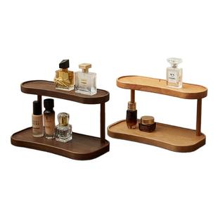 化妆品收纳盒桌面香水口红置物架实木复古梳妆台护肤品首饰收纳架