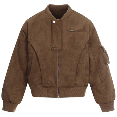 原创美式复古麂皮绒棒球棉服外套