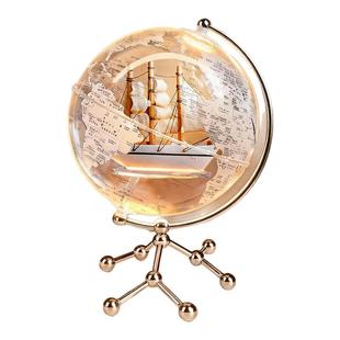 2026新款透明地球仪摆件轻奢高档高级客厅办公室酒柜桌面摆设卧室可发光地球仪小夜灯台灯家居乔迁装饰品礼物