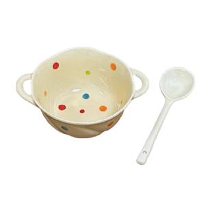 佩尔森波点奶油餐具陶瓷盘子米饭碗家用汤碗沙拉碗简约燕麦酸奶碗