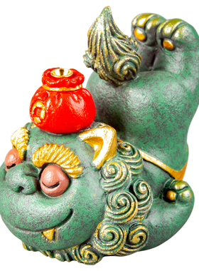 逗兽记青砂石摆件国潮桌面茶宠