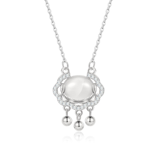 S999纯银和田玉平安锁项链女2026新款高级感三八妇女节礼物送女友