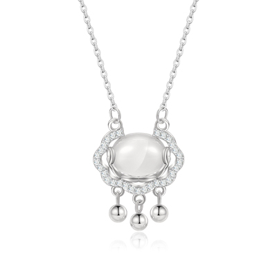 S999纯银和田玉平安锁项链女款2025新款高级感送女友闺蜜新年礼物