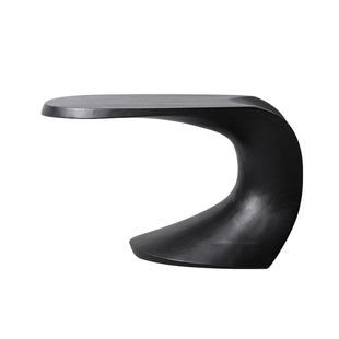 侘寂风全实木沙发边几创意C型角几北欧现代设计感小茶几黑色边桌