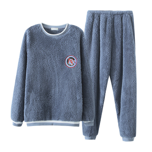 2024新款珊瑚绒睡衣男士秋冬季加绒加厚冬天青少年男生家居服套装