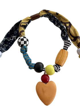 时髦布艺趣味拼接可调节项链