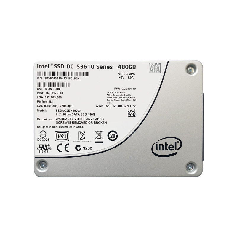 英特尔S3610 200G480G800G MLC企业级SSD服务器SATA固态硬盘S3700