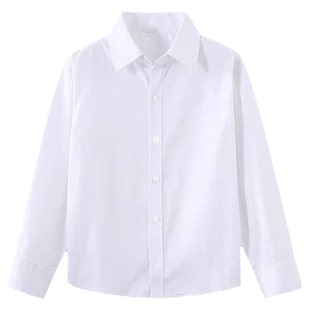 儿童衬衫男长袖纯棉秋季洋气韩版7-13岁学生中大童男童白衬衣春秋