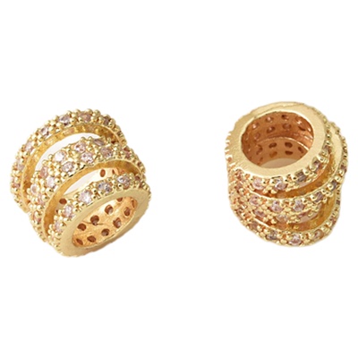 铜镀14K金保色多层导大孔隔珠