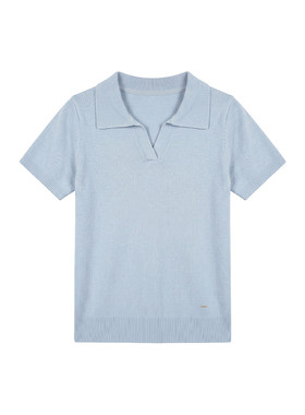 itb+ab纯色简约Polo针织衫女夏