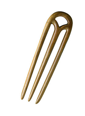 三齿发簪盘发更稳固，天然檀木
