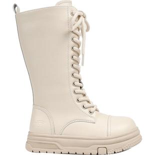 天美意童鞋2025冬季新款女宝宝中长款棉靴皮靴女童加绒保暖时装靴