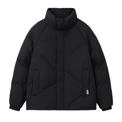 宽松版型立领防风白鸭绒羽绒服