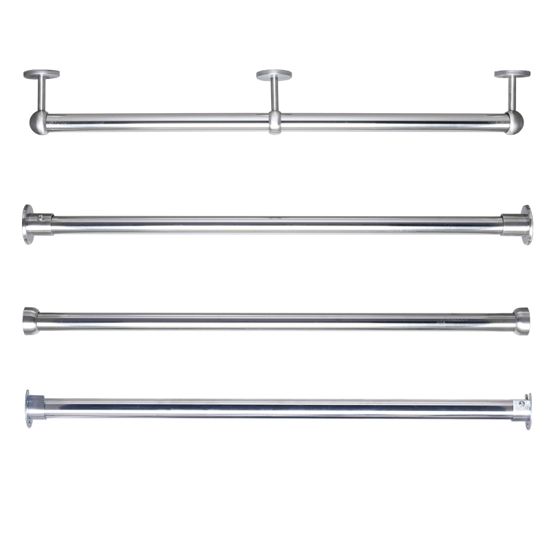 304不锈钢侧装晾衣杆25mm32mm圆管打孔固定式阳台单杆晾衣架侧墙
