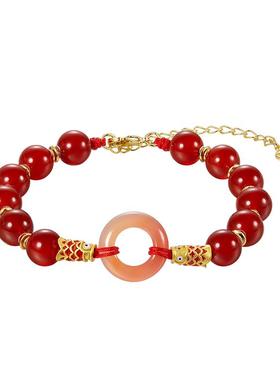 zeroline锦鲤平安扣手链女红玛瑙