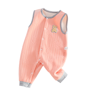 宝宝裤子秋冬加绒女男宝宝保暖背带裤秋冬款婴儿按扣连体衣服冬季