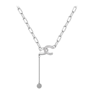 银色双C长款吊坠项链女款2026新款秋冬毛衣链配饰大气高档高级感