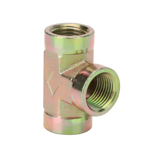 高压液压油管内丝三通接头配件英制丝牙2分3分6分1寸内螺纹接头