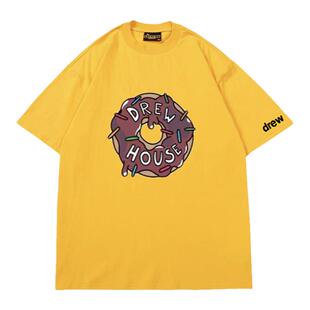 Drew字母甜甜圈短袖T恤女潮牌高街贾斯汀比伯宽松情侣纯棉打底衫