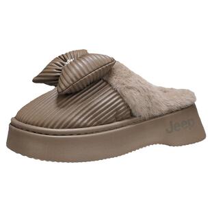 JEEP女鞋冬季棉拖鞋女外穿2025新款毛绒棉拖女款厚底加绒加厚棉鞋