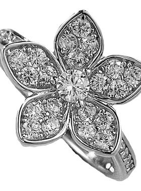 D色莫桑石五花瓣戒指潮