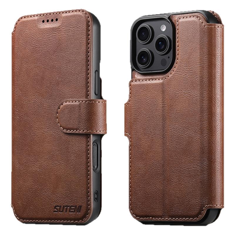 可拆分适用苹果iPhone16ProMax磁吸翻盖手机壳15Plus外壳14带卡包支架17插卡钱包无线充小众高级防摔保护
