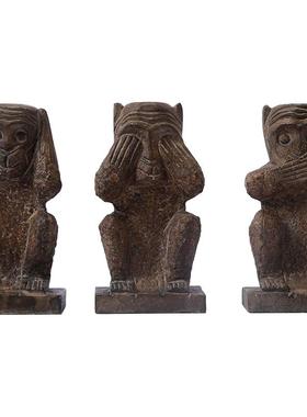 石雕猴子工艺品华伦客厅青石摆件