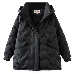 冬季特大码韩版黑色经典棉服2025新款胖妹妹时尚百搭显瘦连帽上衣