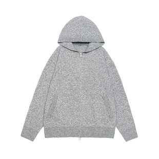 GOGOSOON老钱风连帽开衫毛衣男新款2026春秋休闲带帽含羊毛外套潮