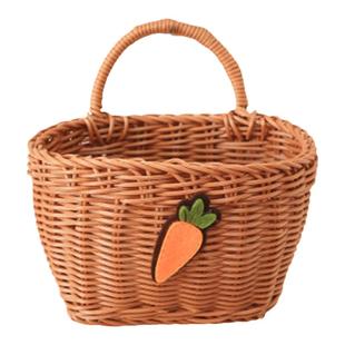 姜蒜收纳筐厨房竹编篮葱蒜头复古壁挂篮手提编织小花篮仿藤编挂篮