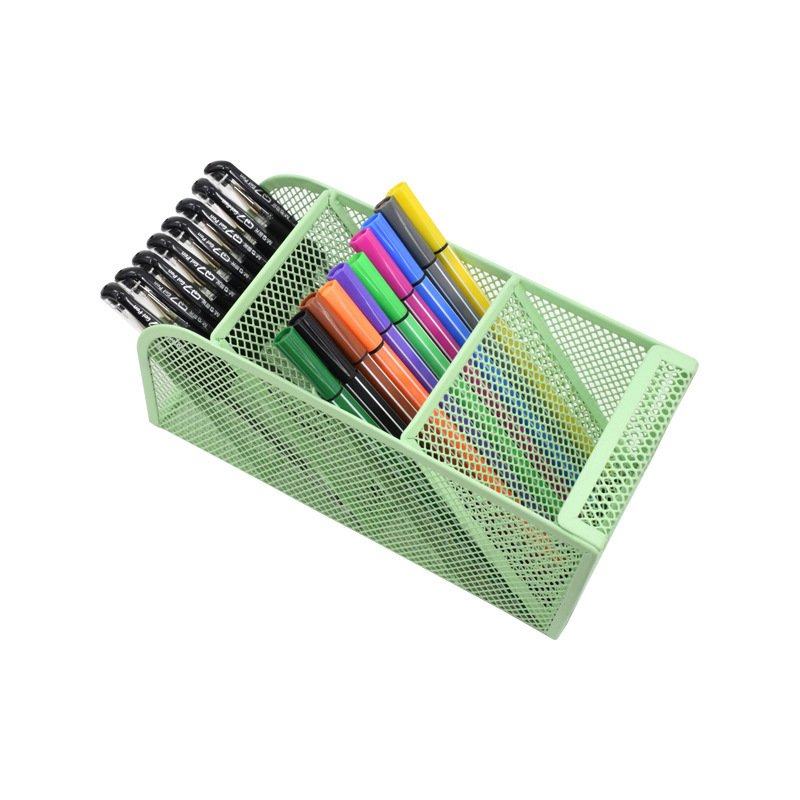 跨境多功能网状斜插式笔筒收纳盒文具金属艺笔架简约桌面铁铁办公