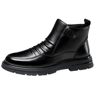奥康 男鞋2025冬季新款马丁靴中帮商务正装皮鞋加绒舒适保暖靴子